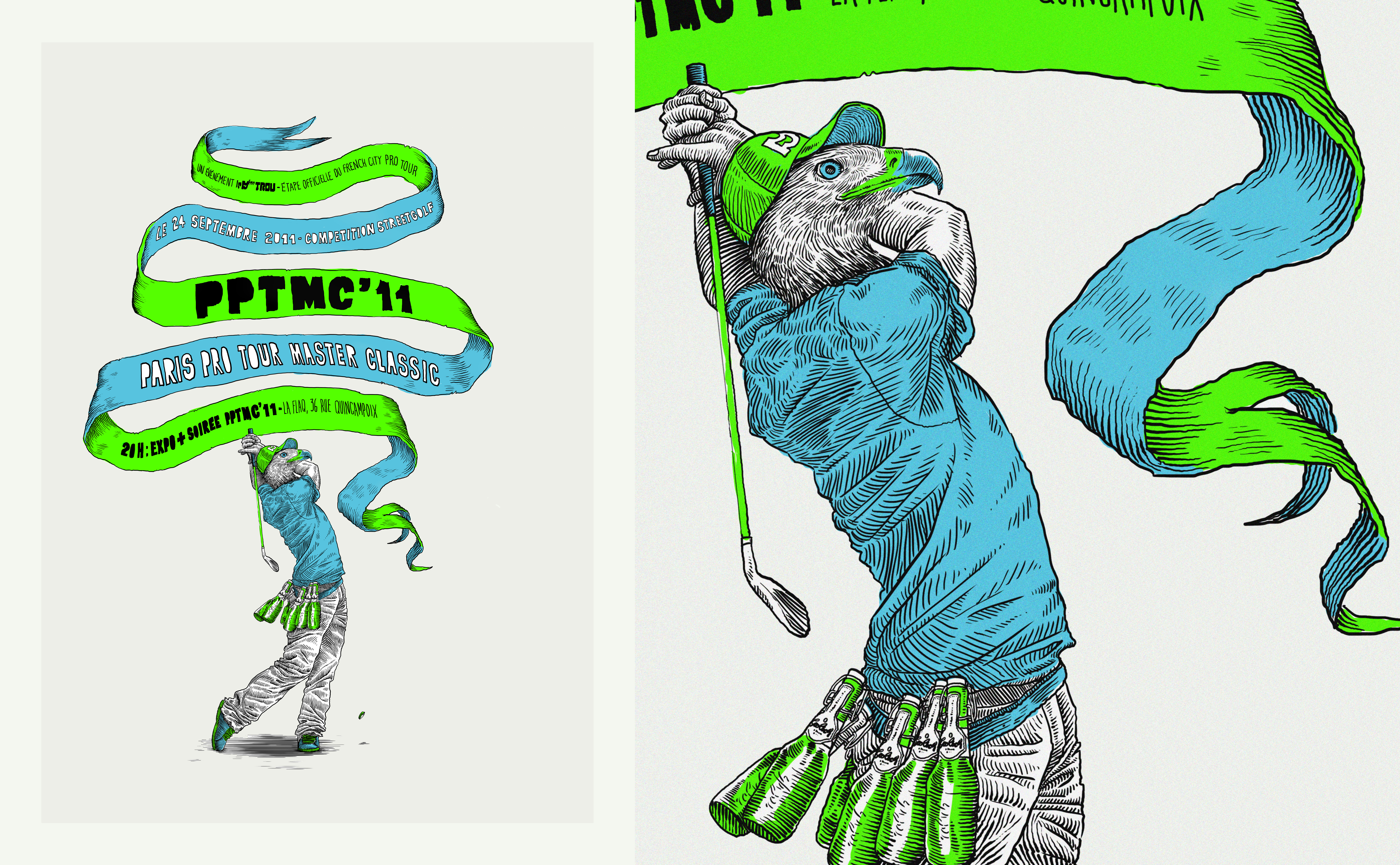 digital chimaeras green eagle street golf event poster affiche tournoi aigle biere beer frappa