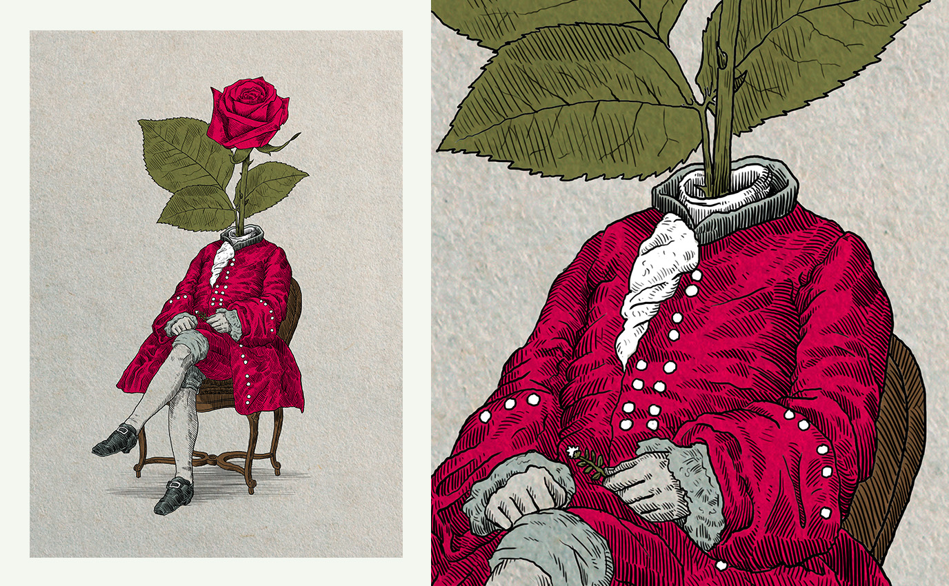 digital chimaeras red rose elegant man homme élégant rouge design art direction frappa