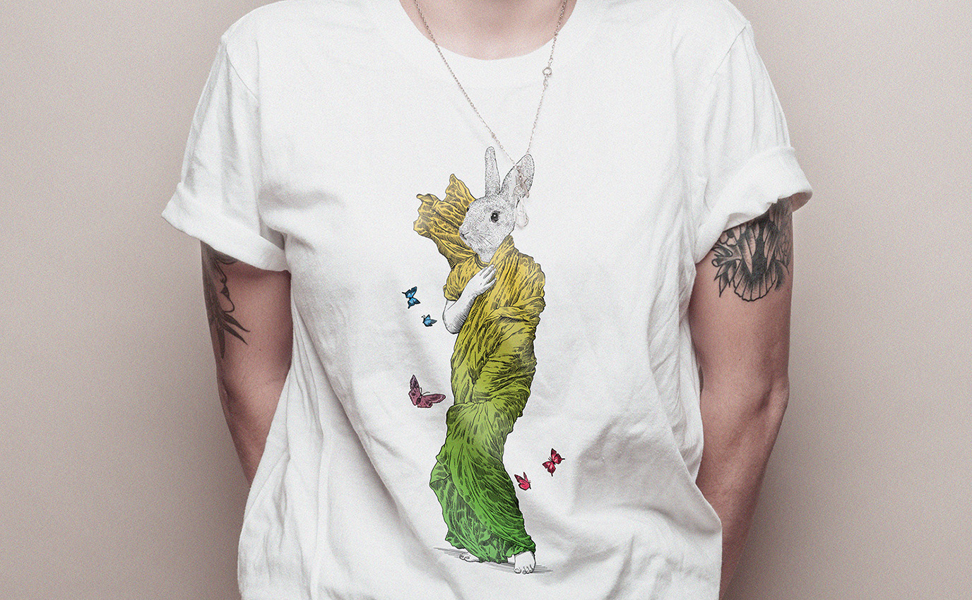 digital chimaeras white apparel rabbit lapin saari sweat shirt design frappa